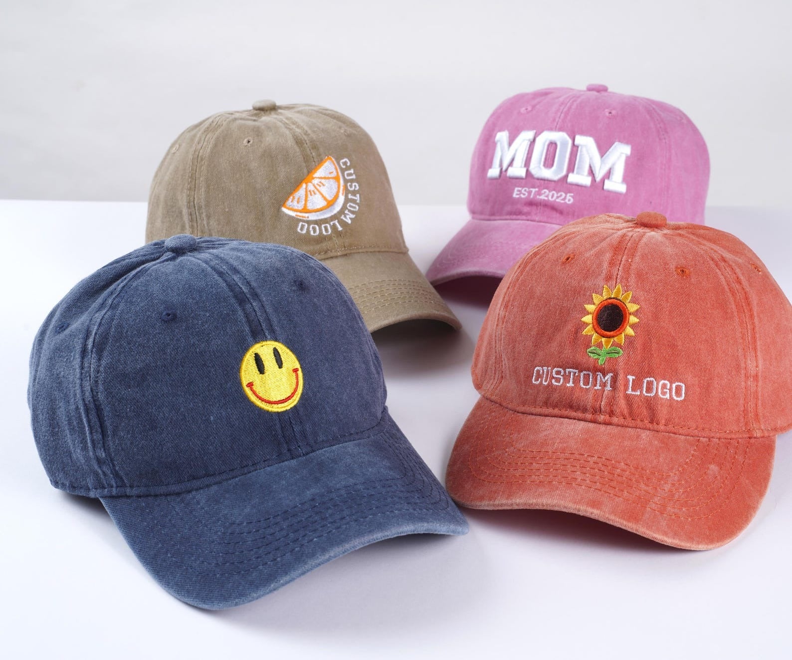 Custom Embroidered Logo/Text -  Personalized Vintage Washed Baseball Cap