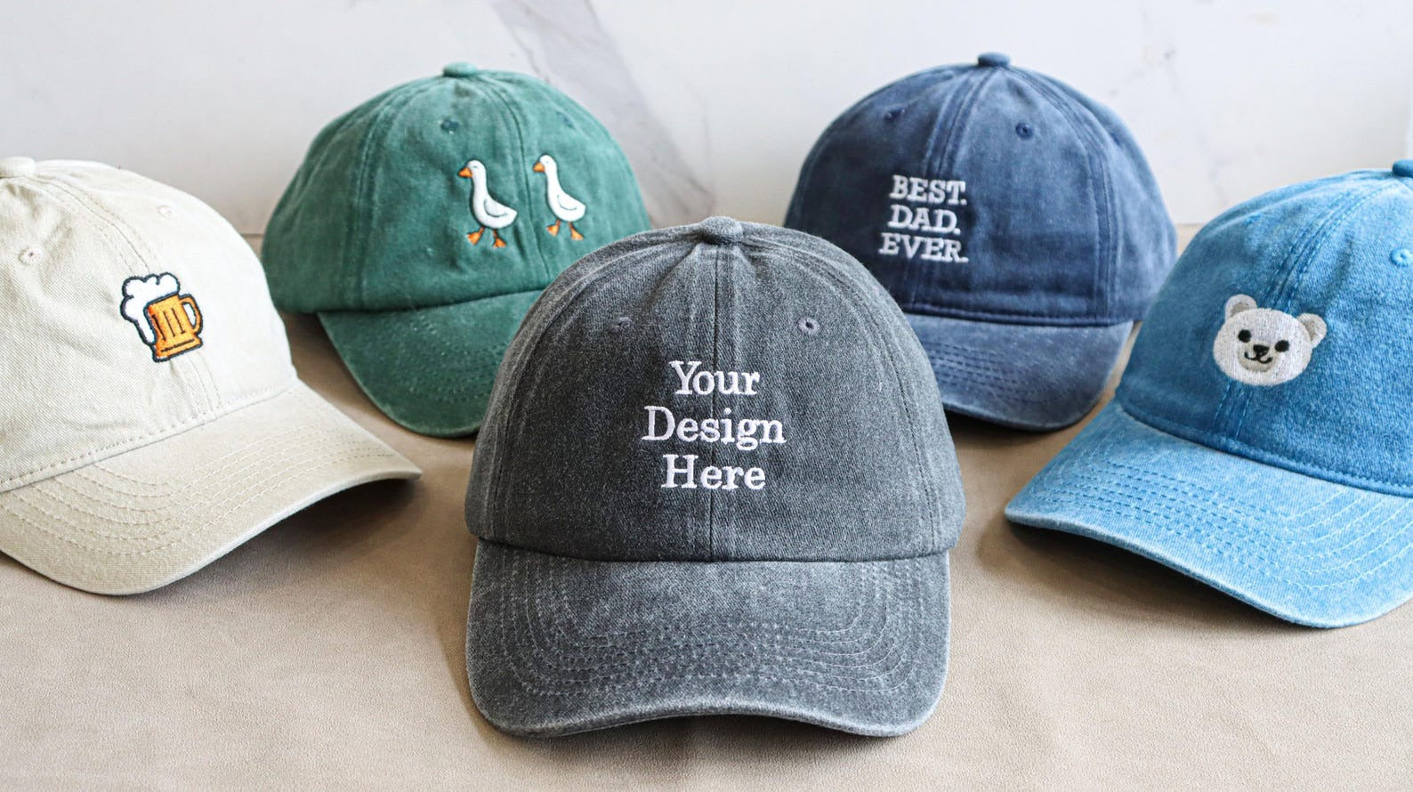 Custom Embroidered Logo/Text -  Personalized Vintage Washed Baseball Cap